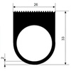 Door seal profile EPDM solid rubber 60 black 3592 L=6m
